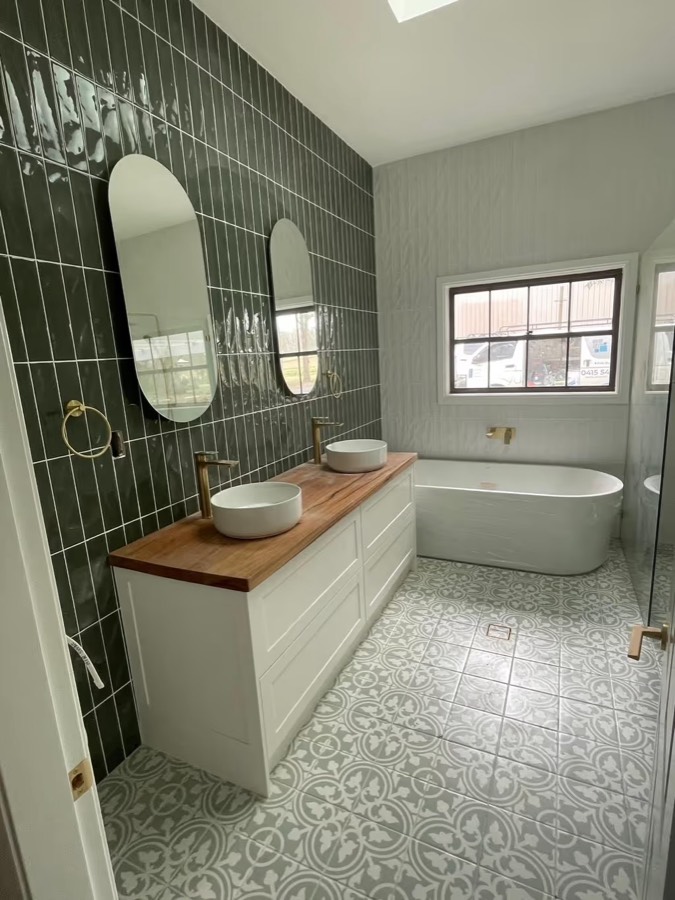 Twin vanity & feature wall — recent work